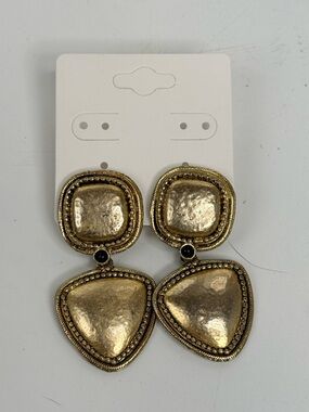 Lazuli Gold Statement Drop clip Earrings